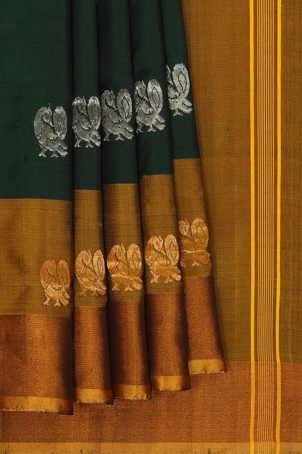 Image of Uppada Silk Dark Green Saree