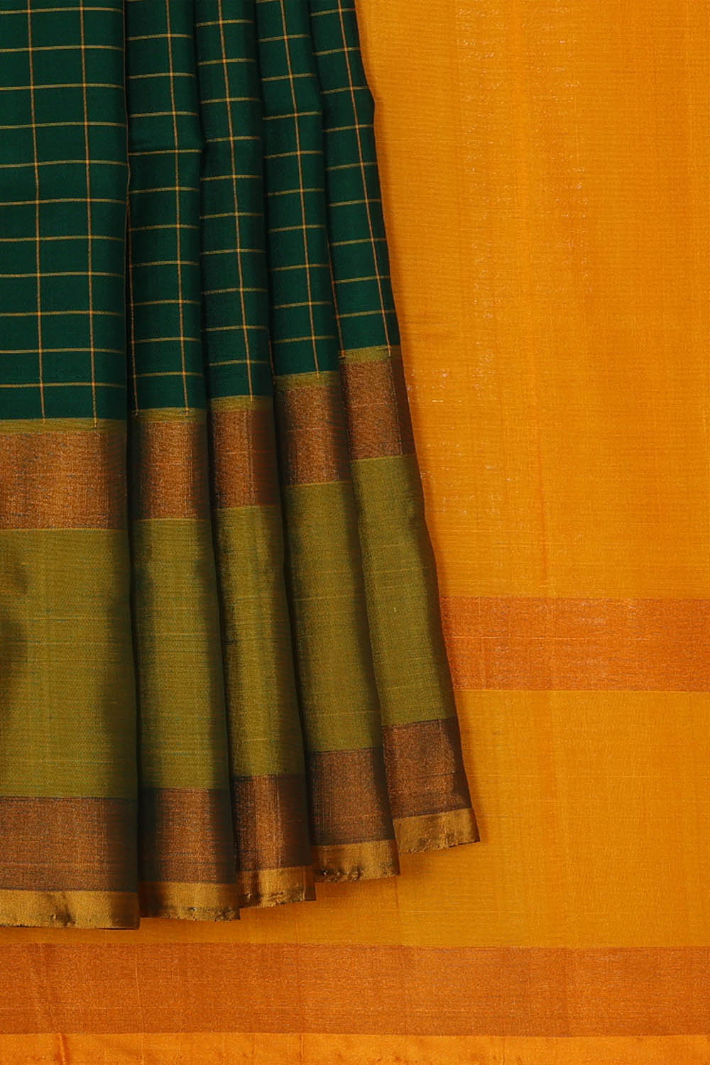 Image of Uppada Silk Bottle Green Saree