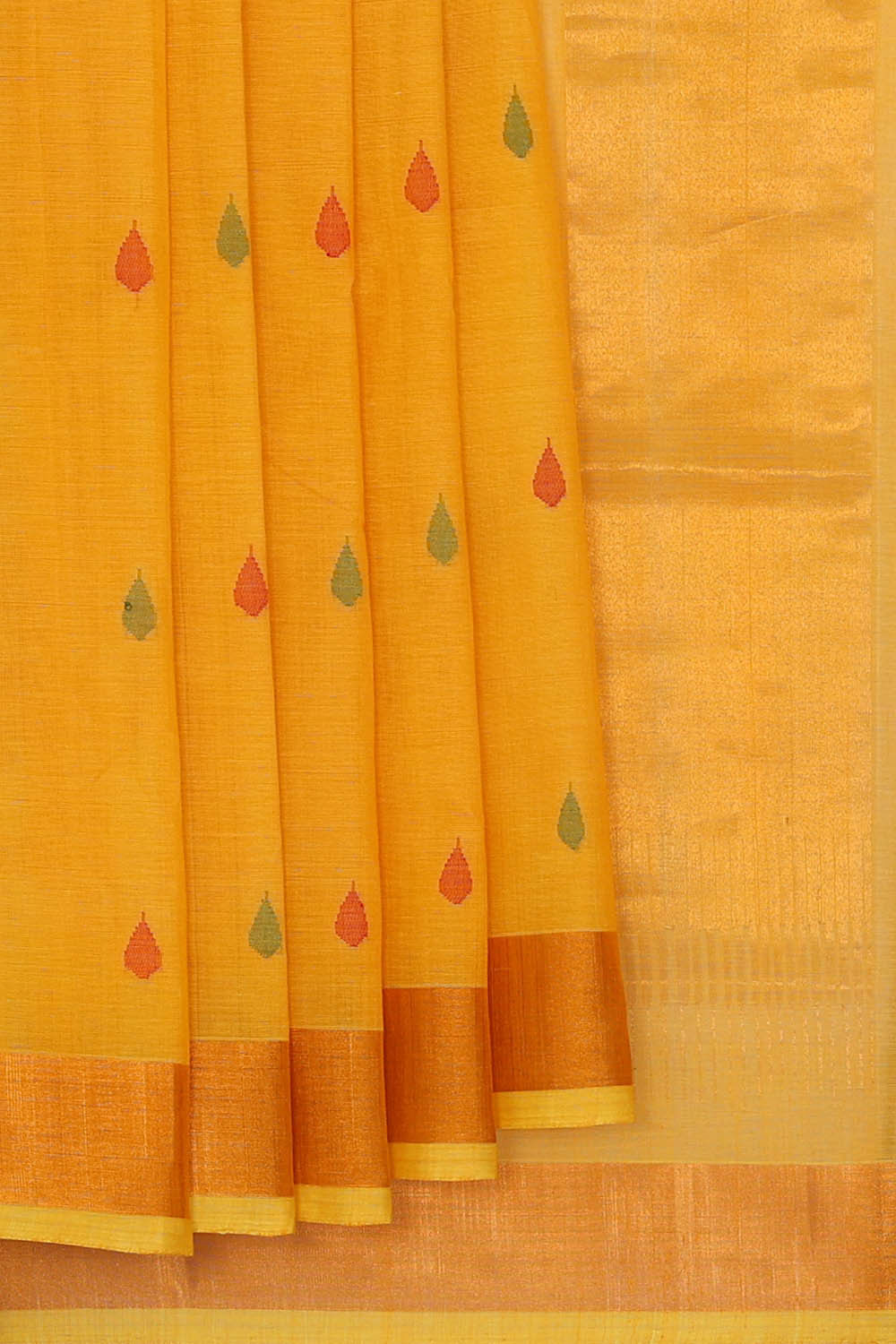 Image of Uppada Cotton Yellow Saree