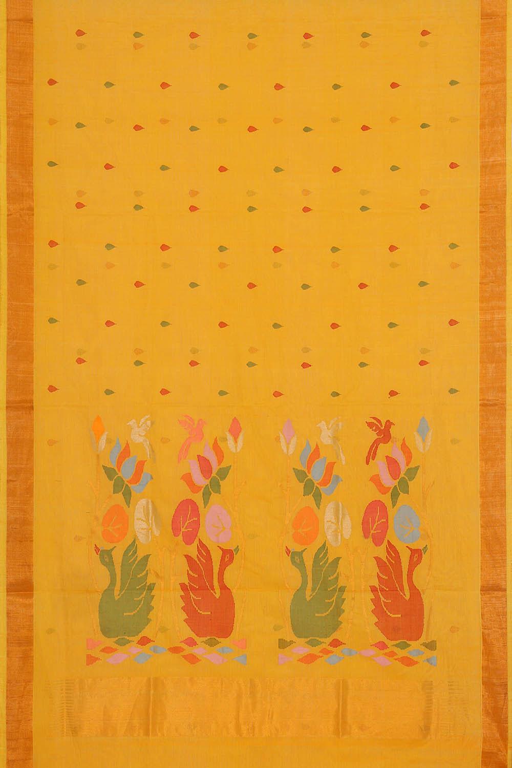 Image of Uppada Cotton Yellow Saree