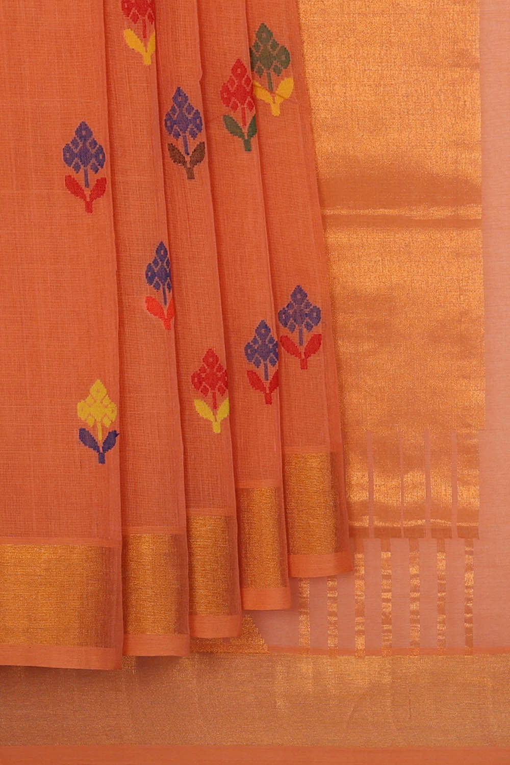 Image of Ponduru Cotton Peach Saree