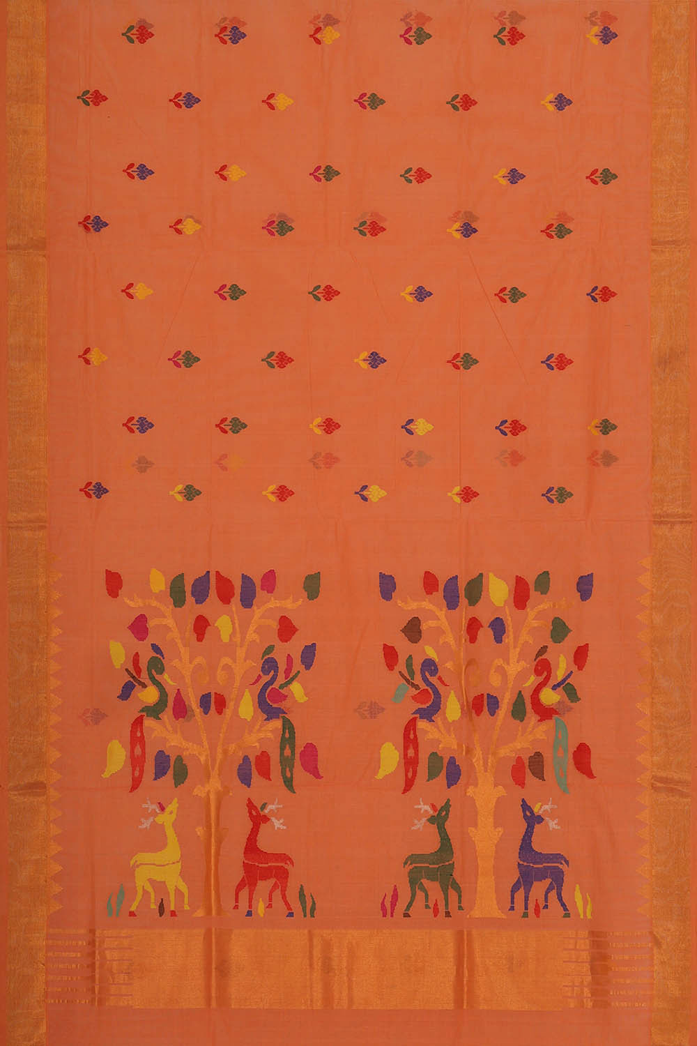 Image of Ponduru Cotton Peach Saree