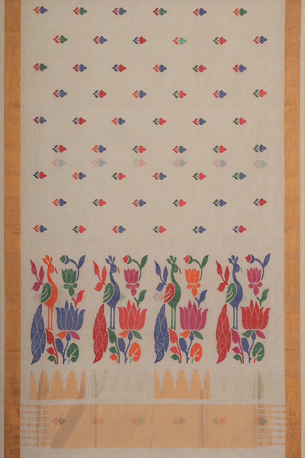 Image of Ponduru Cotton Cream Saree