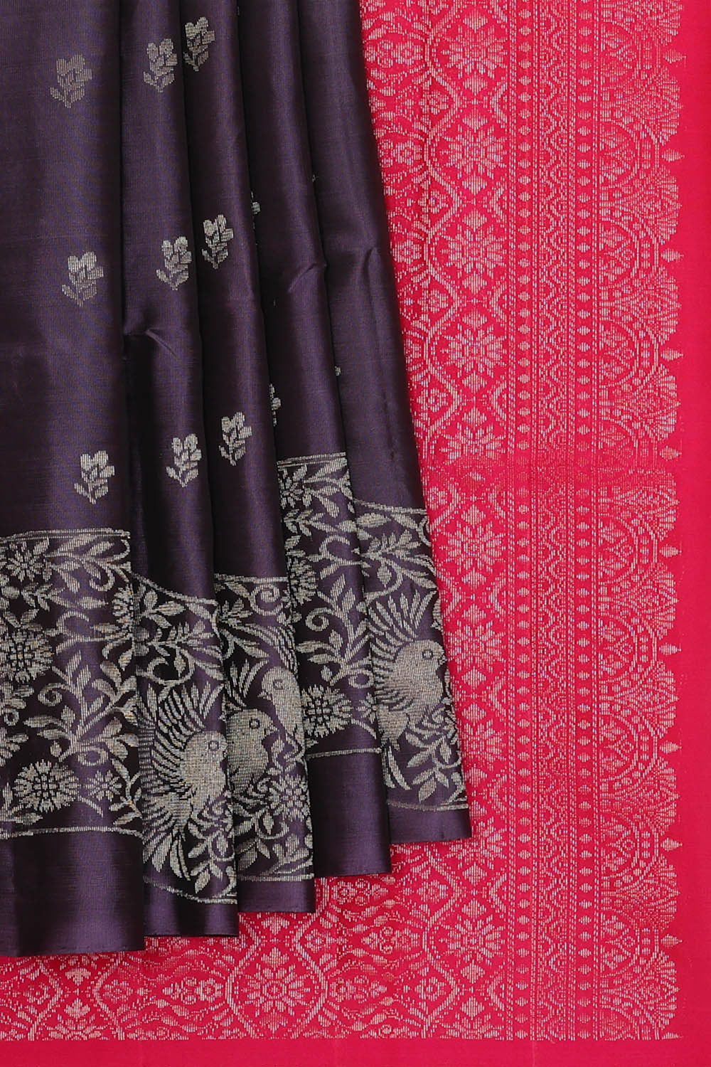 Image of Dark Violet Silk Saree