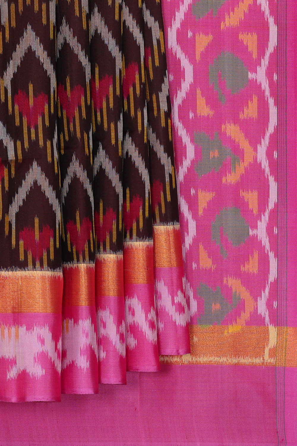 Image of Dark Brown Silk Saree