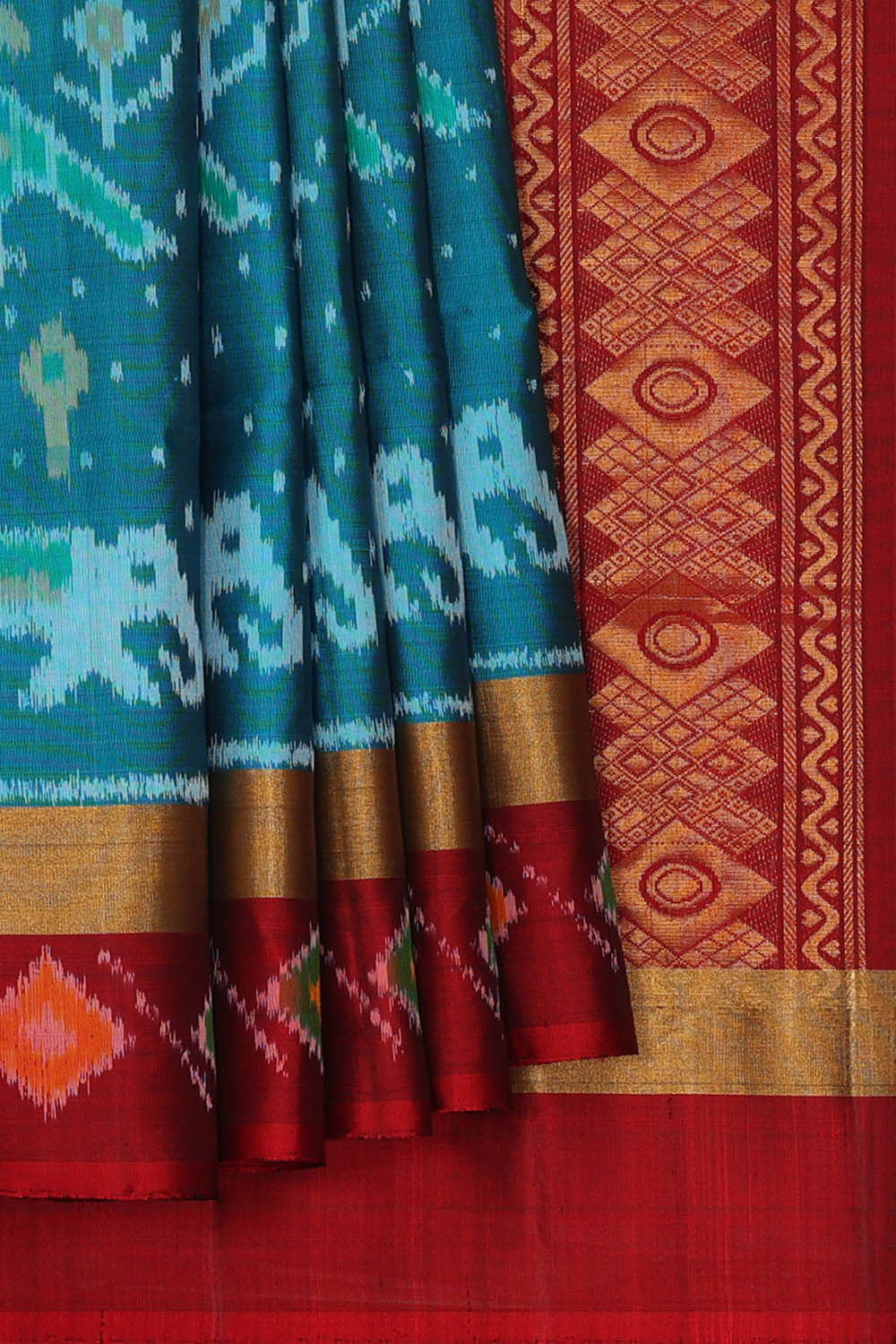 Image of Ocean Blue Silk Saree