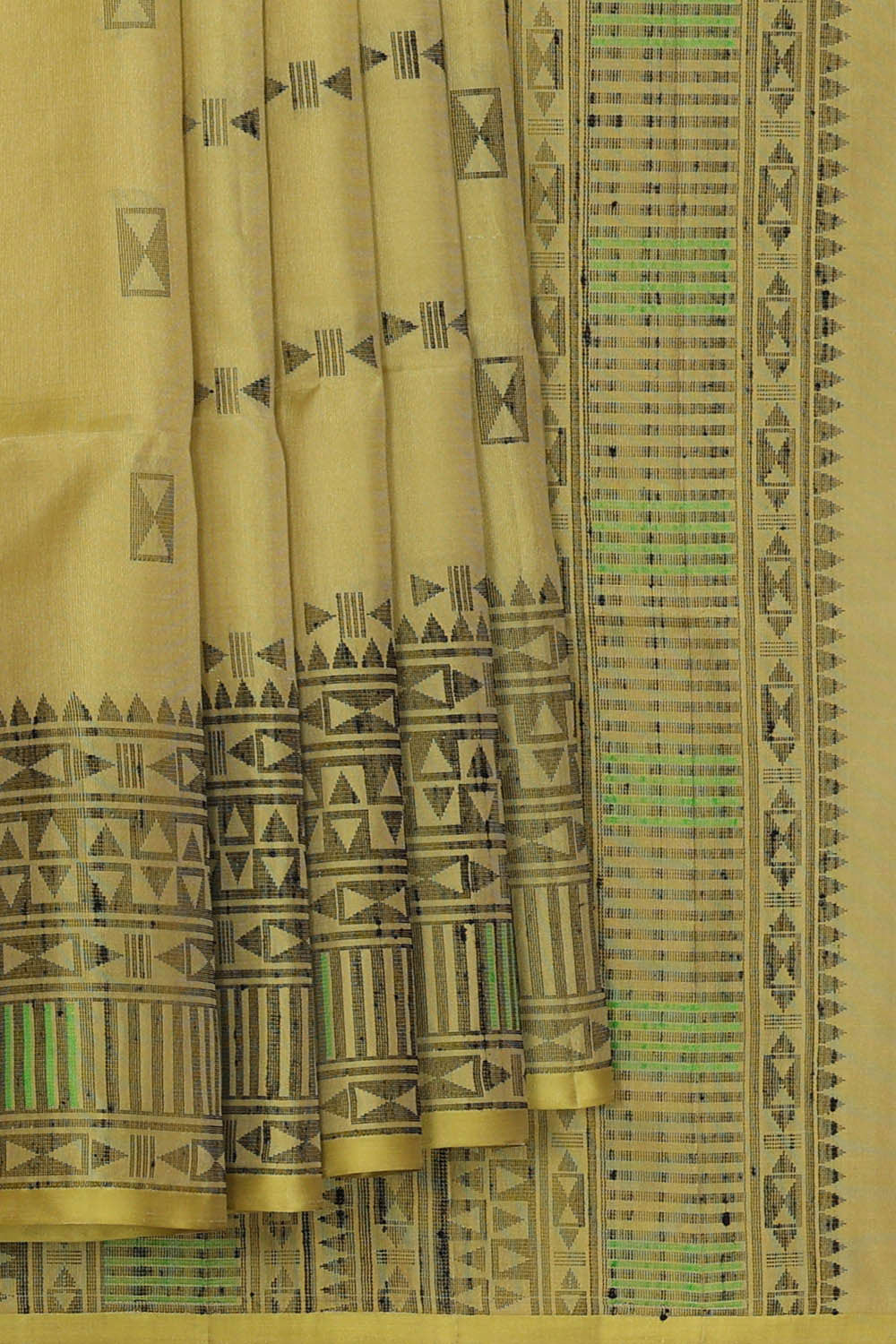 Image of Greenish yellow Silk Saree