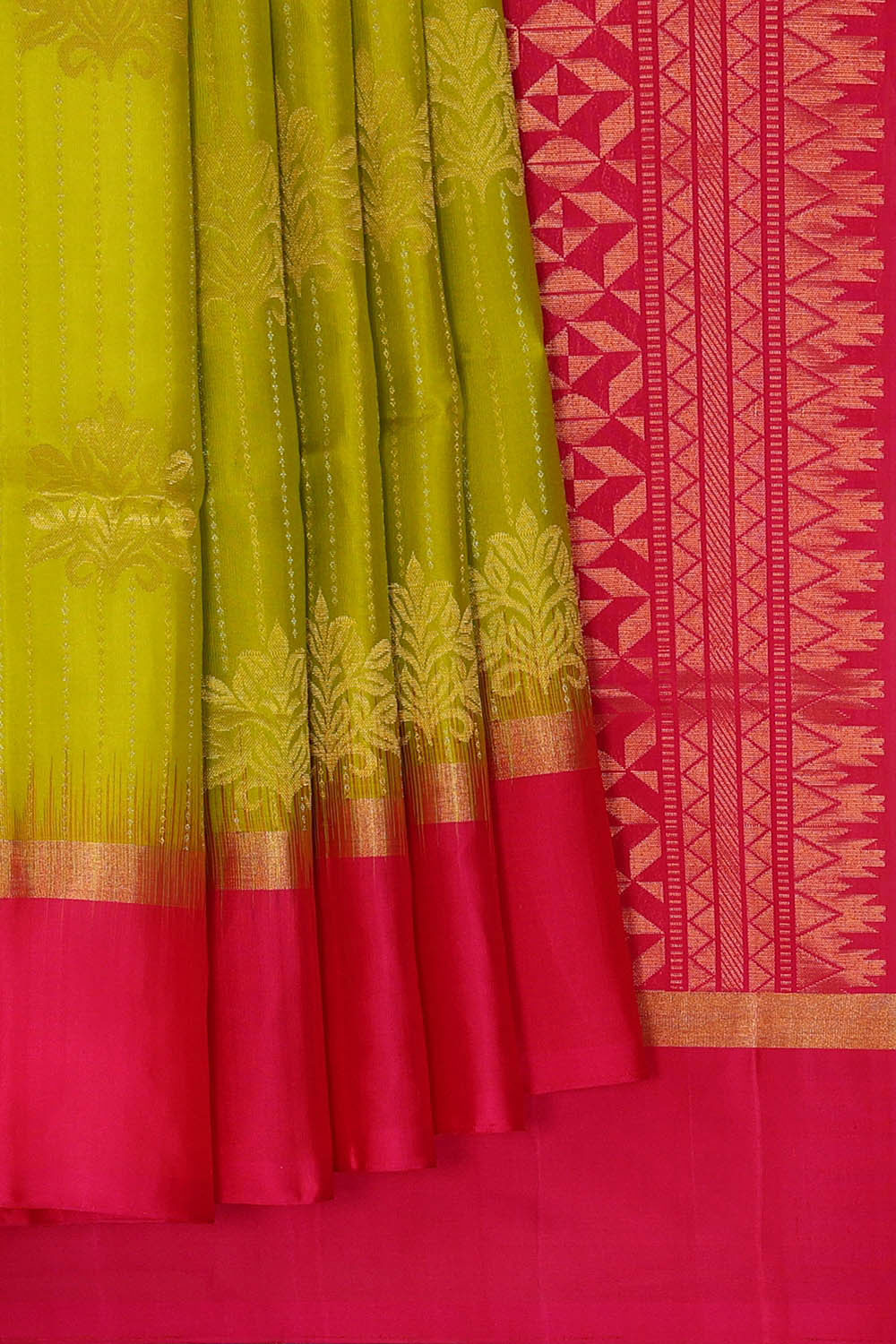 Image of Parrot Green Silk Saree