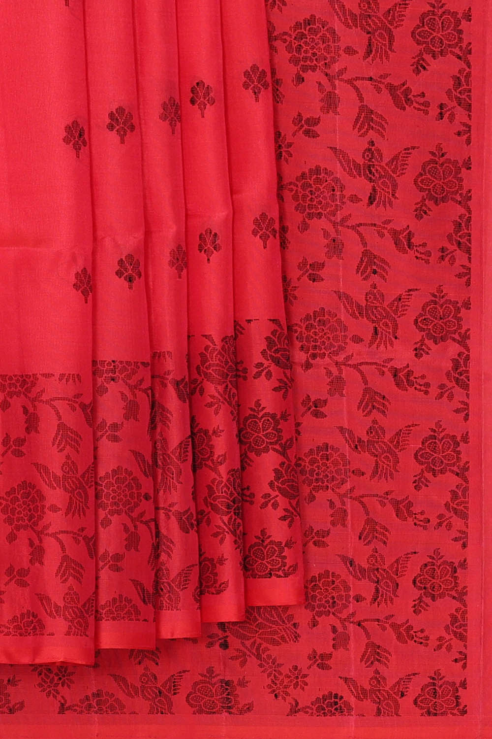 Image of Peach Red Silk Saree