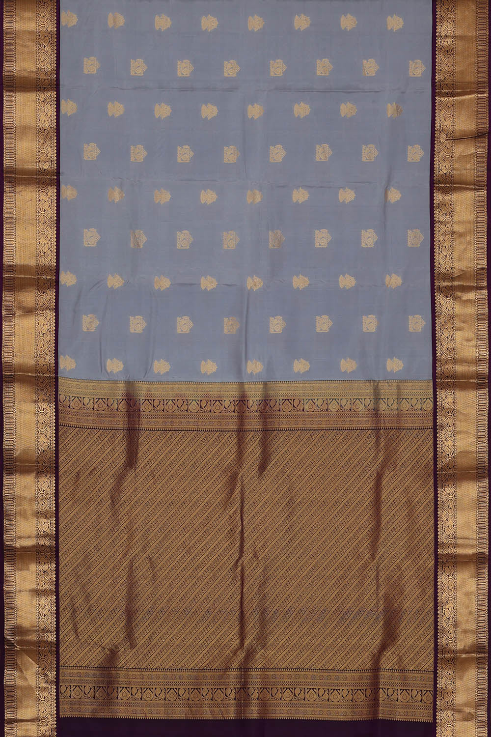 Image of Kanchipattu Silk Grey Saree