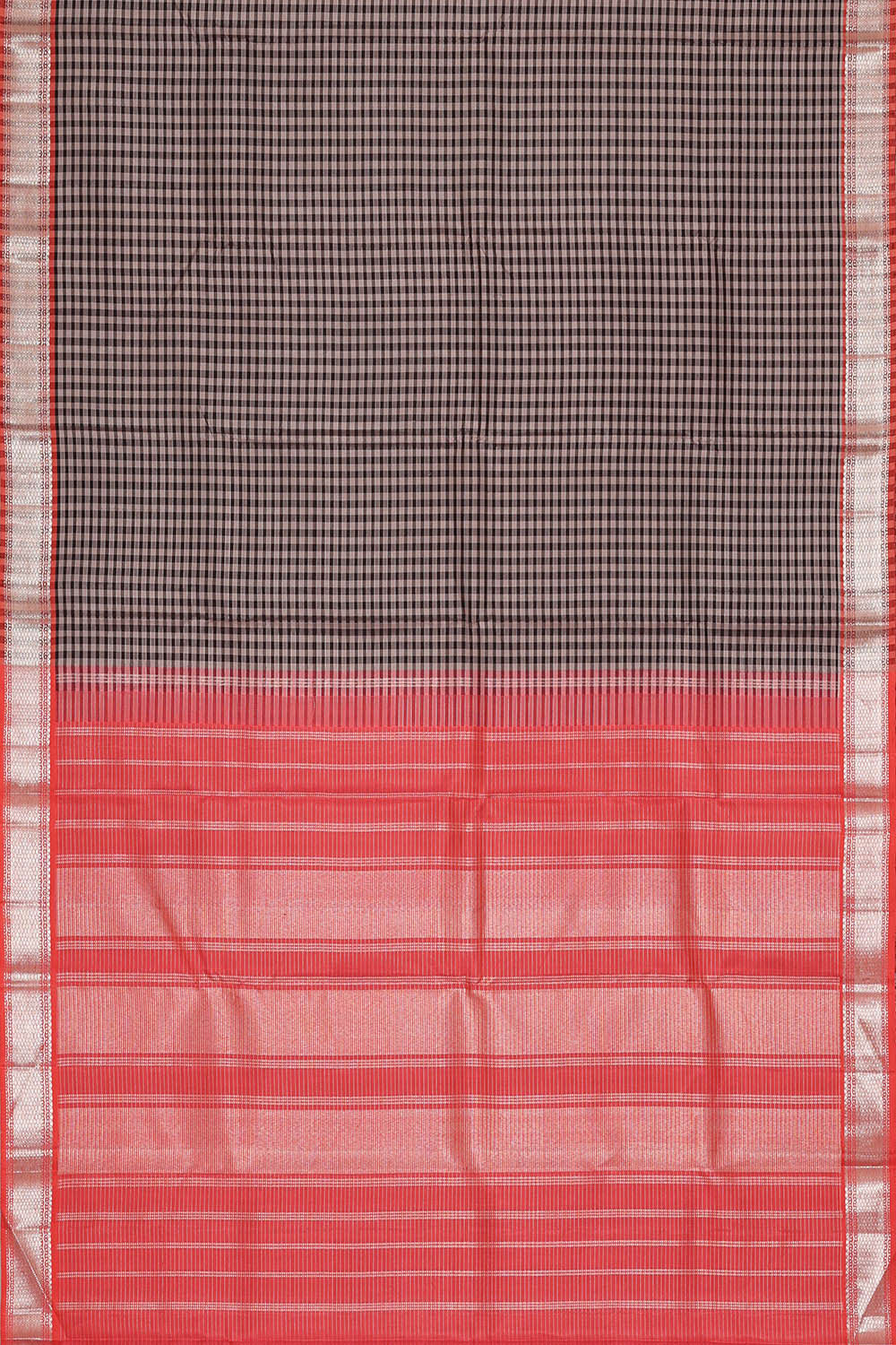 Image of Black-White Arani Silk Saree