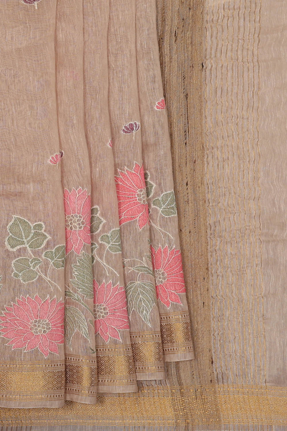 Image of Linen Silk Beige Saree