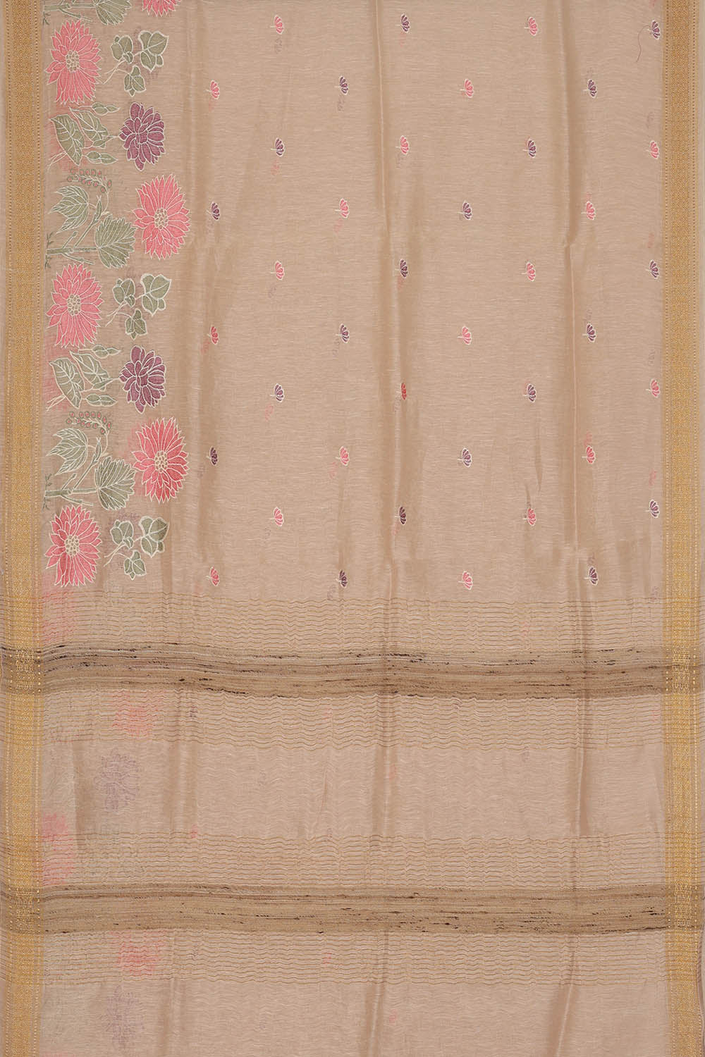 Image of Linen Silk Beige Saree