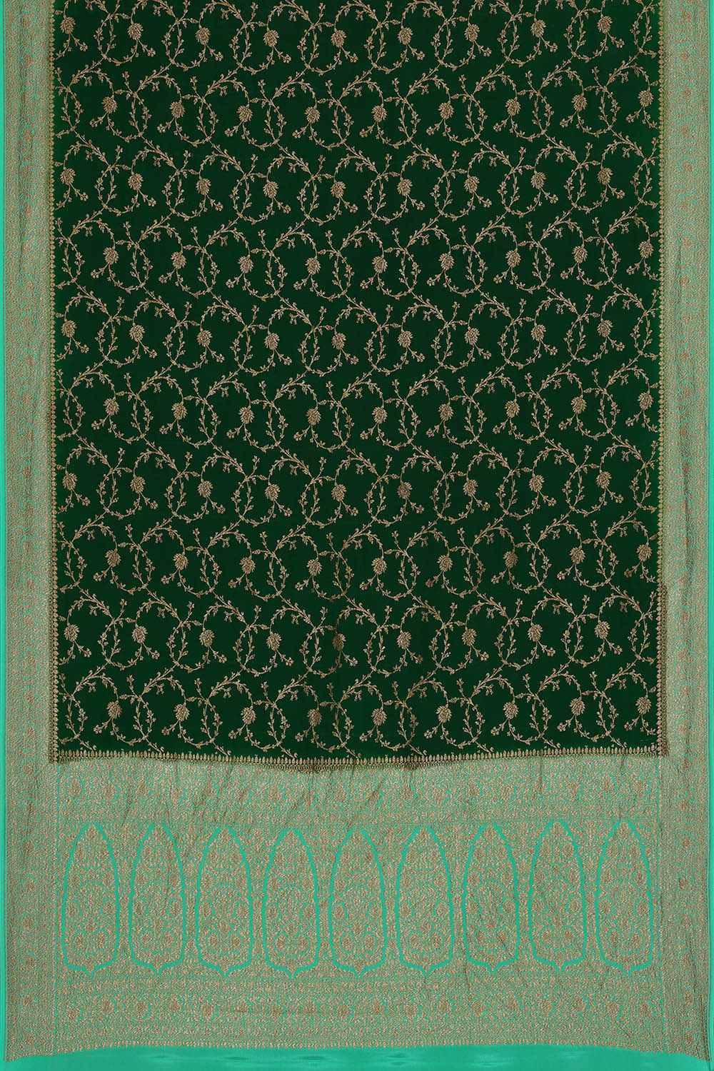 Image of Crepe Silk Bottle Green Saree