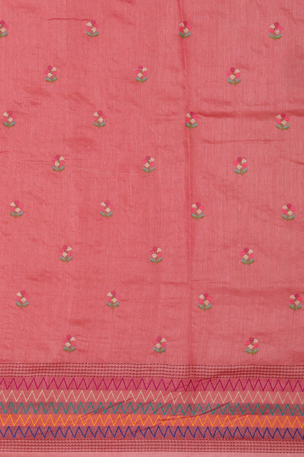 Image of Tussar Embroidered Pink Saree