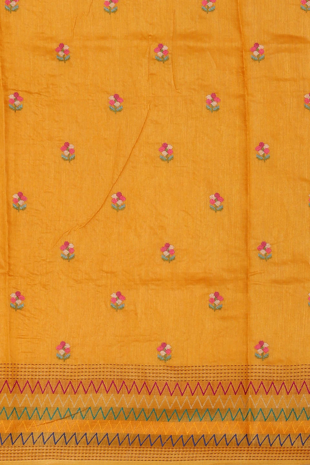 Image of Tussar Embroidered Orange Saree