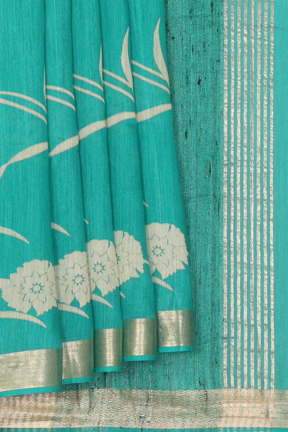 Image of Moonga Tussar Silk Sea Blue Saree