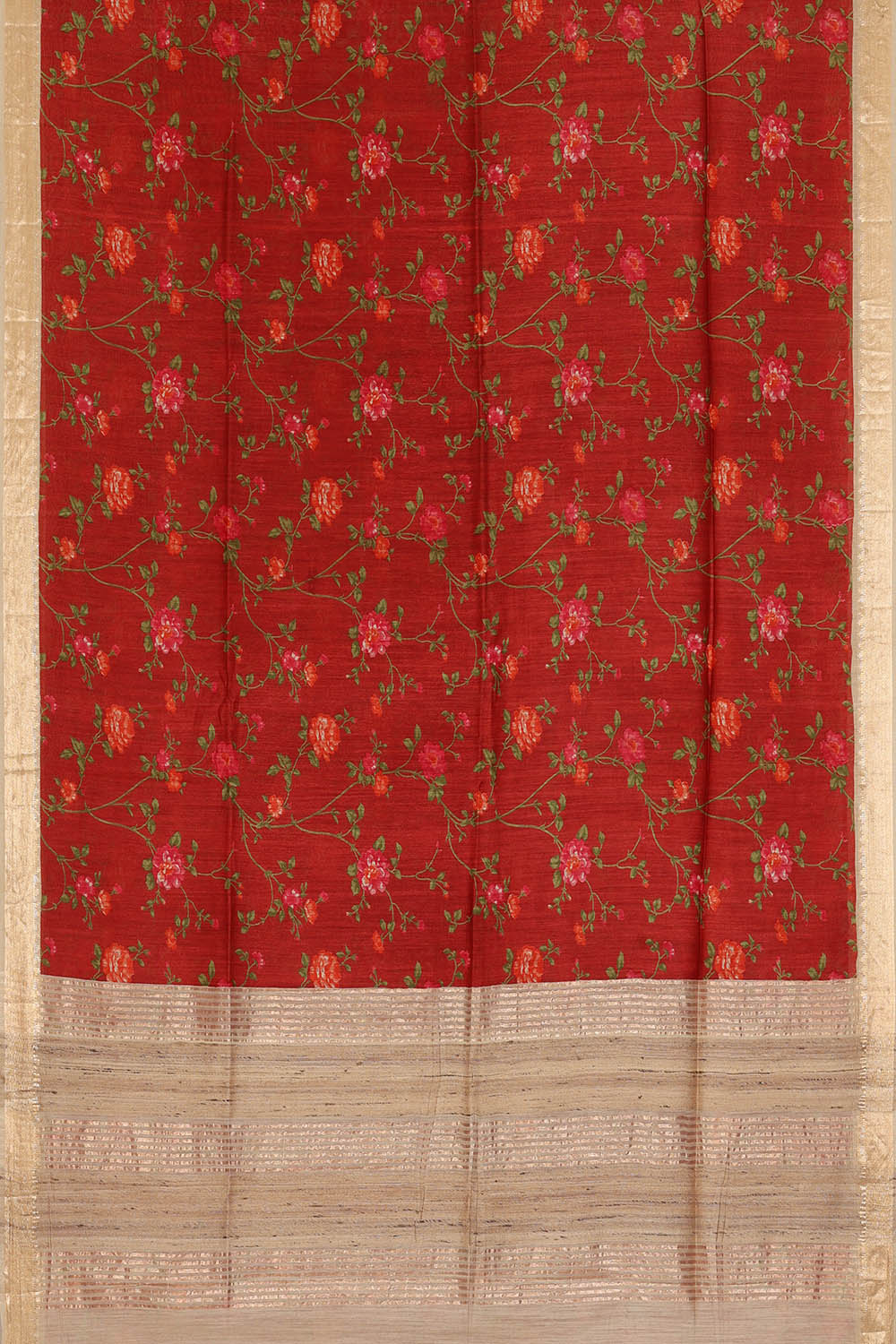 Image of Moonga Tussar Silk Maroon Saree