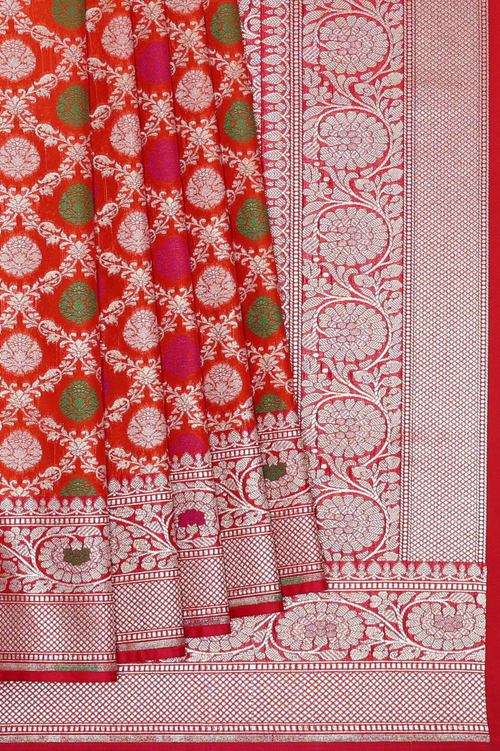 Image of Banarasi Silk Orange Saree