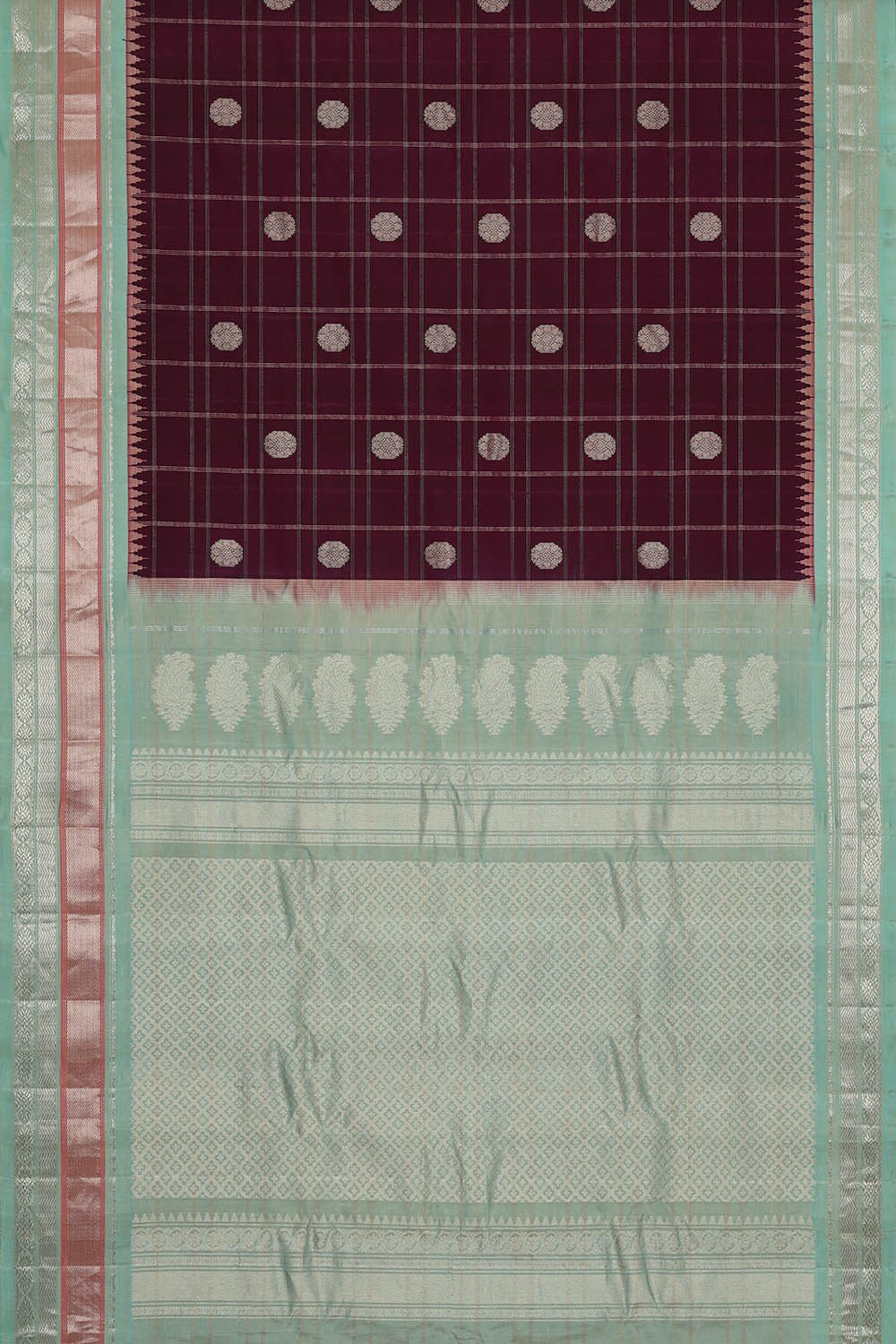 Image of Gadwal Silk Wine Purple Saree