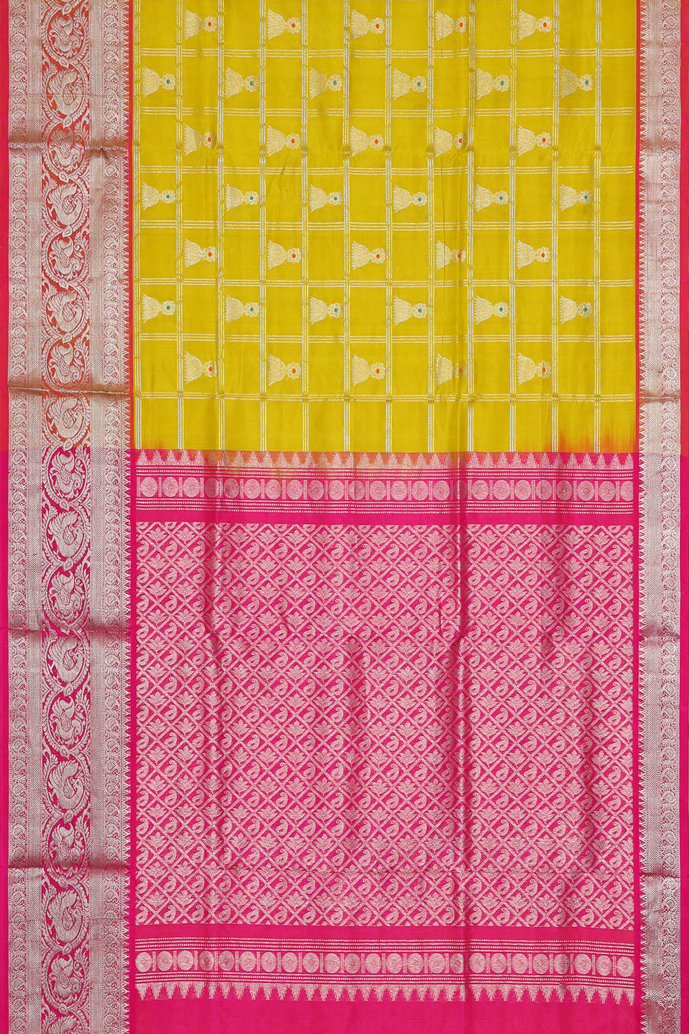 Image of Yellow Venkatagiri Silk Saree