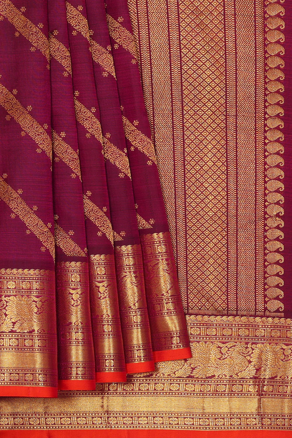 Image of Maroon Venkatagiri Silk Saree