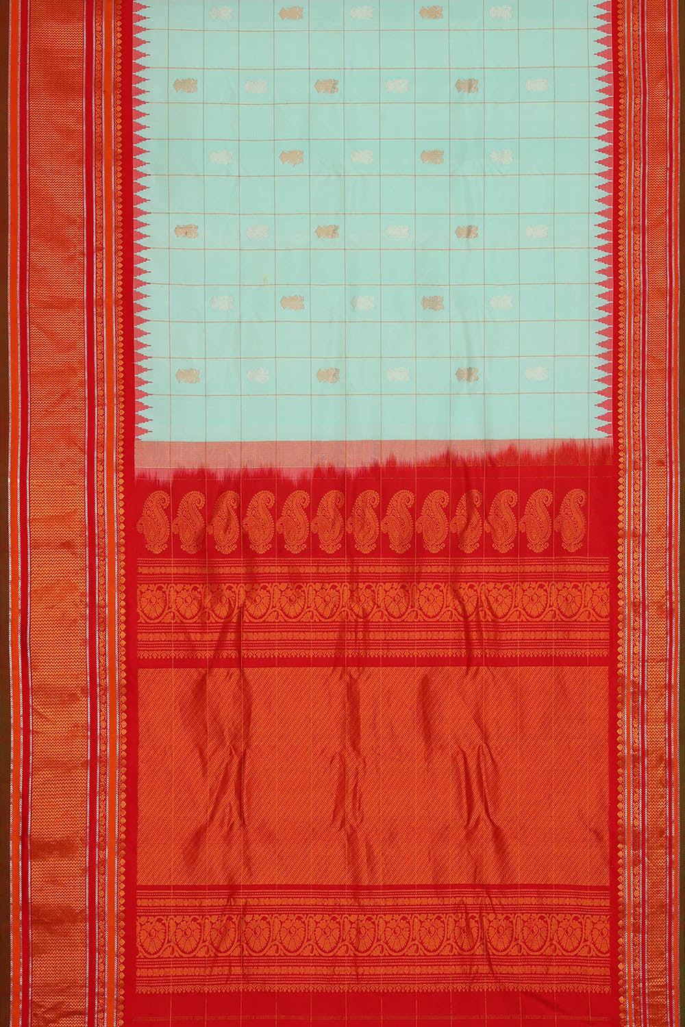Image of Gadwal Silk Sky Blue Saree