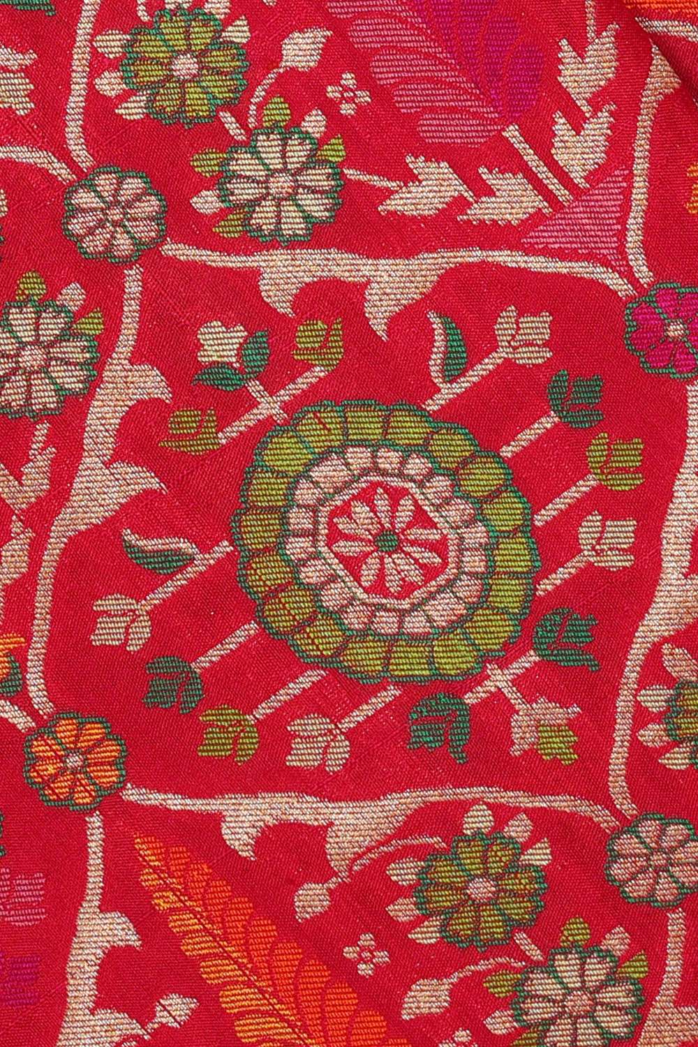 Image of Fuchsia-Pink Banarasi Brocade Silk Saree