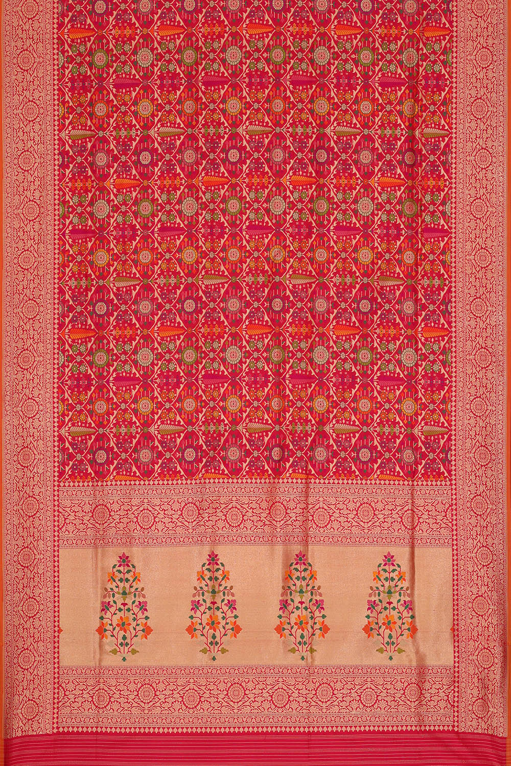 Image of Fuchsia-Pink Banarasi Brocade Silk Saree