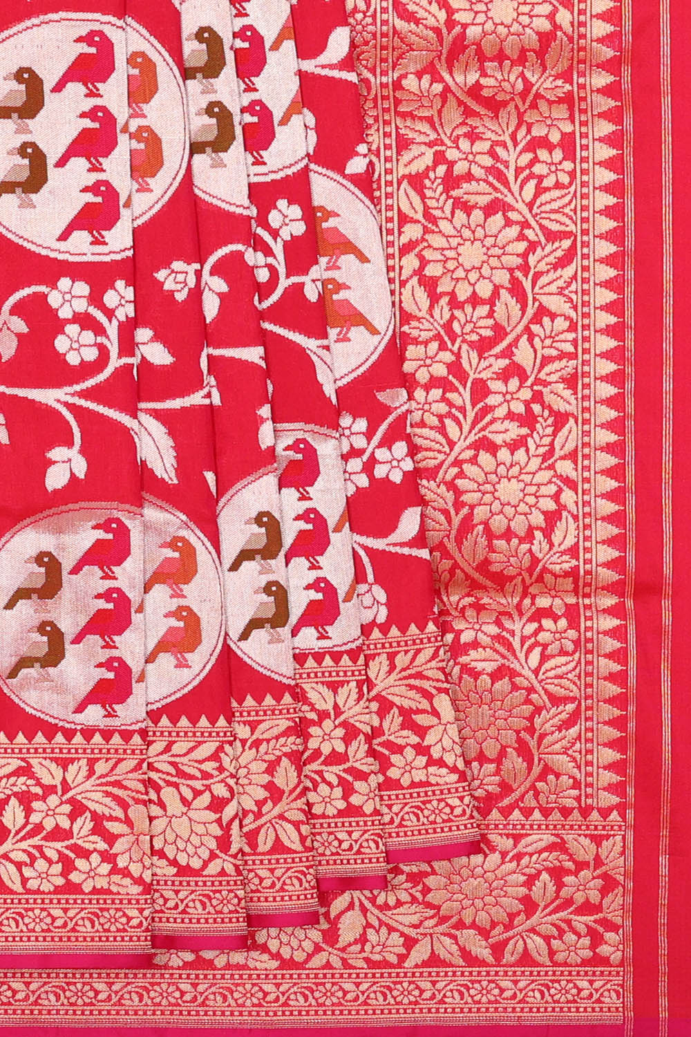 Image of Crimson Red Banarasi Silk Saree