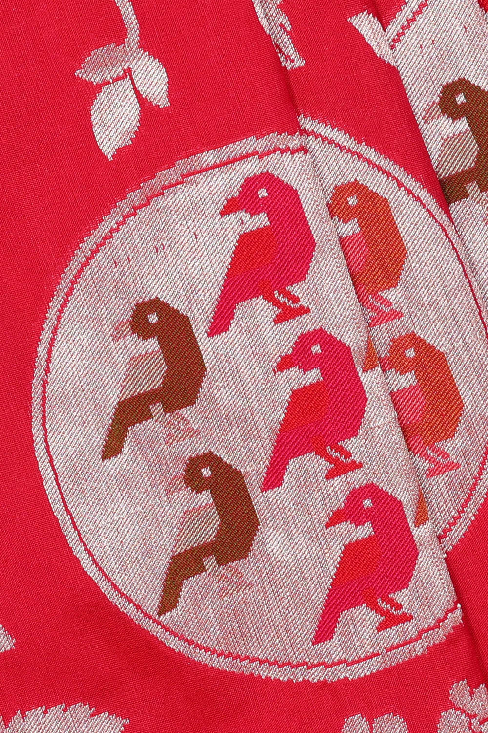 Image of Crimson Red Banarasi Silk Saree