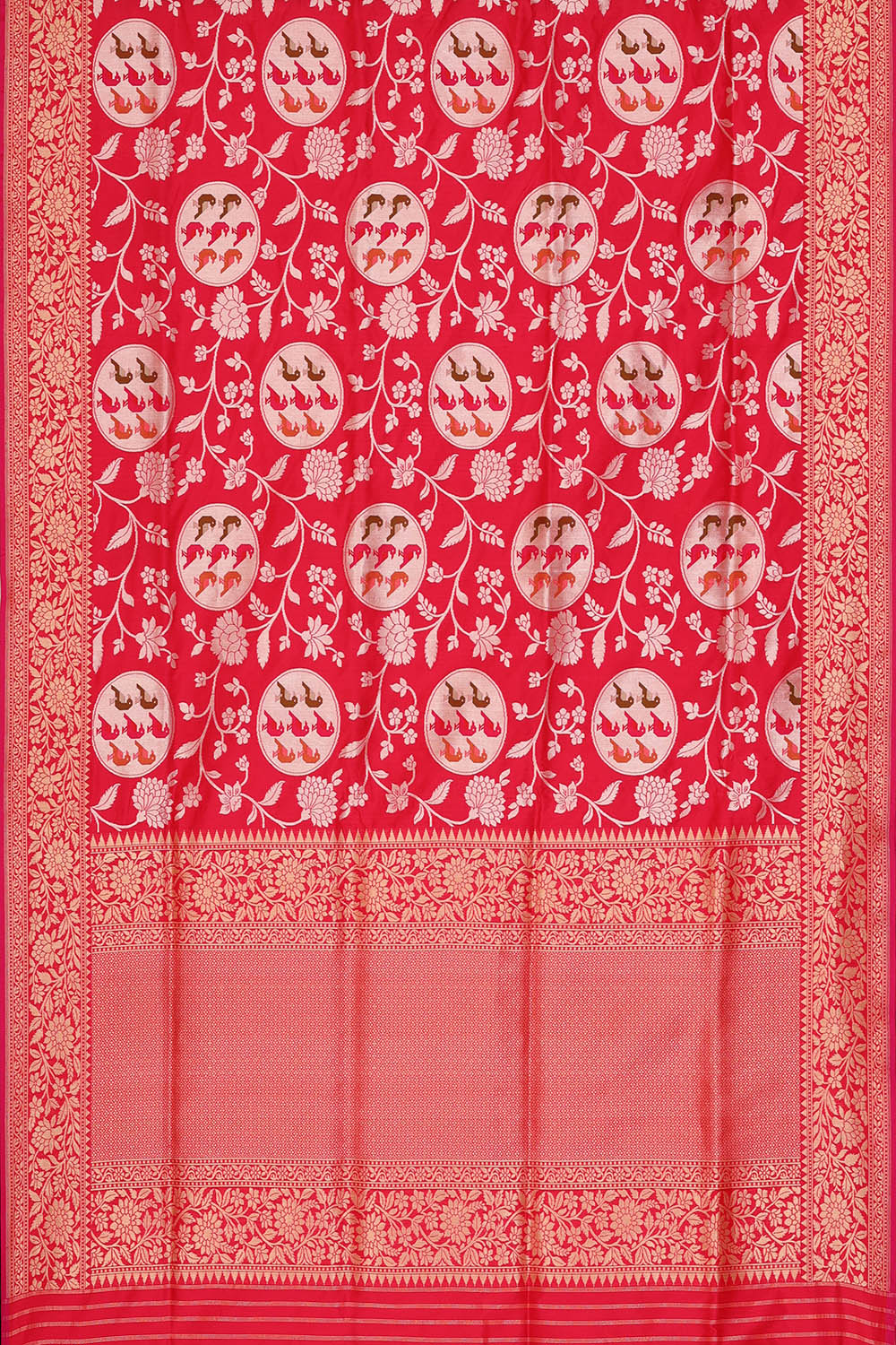Image of Crimson Red Banarasi Silk Saree