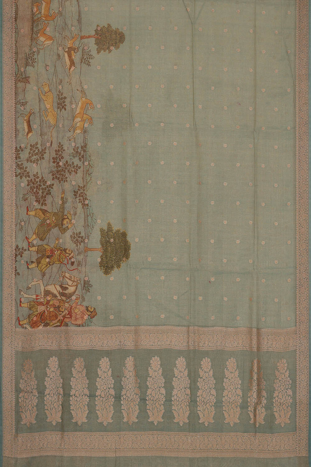 Image of Banarasi Tissue Silk Sage Blue Saree