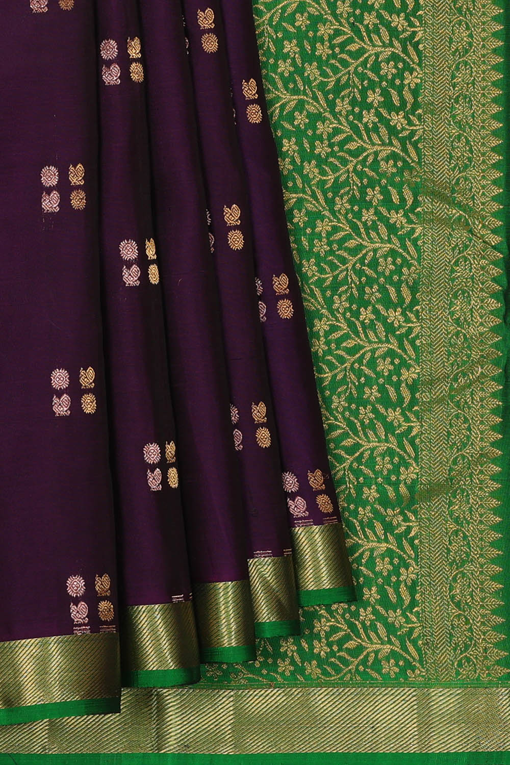Image of Kanchipattu Silk Dark Violet Saree