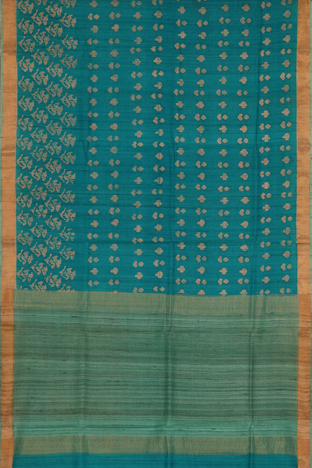 Image of Tussar Printed Blue Saree