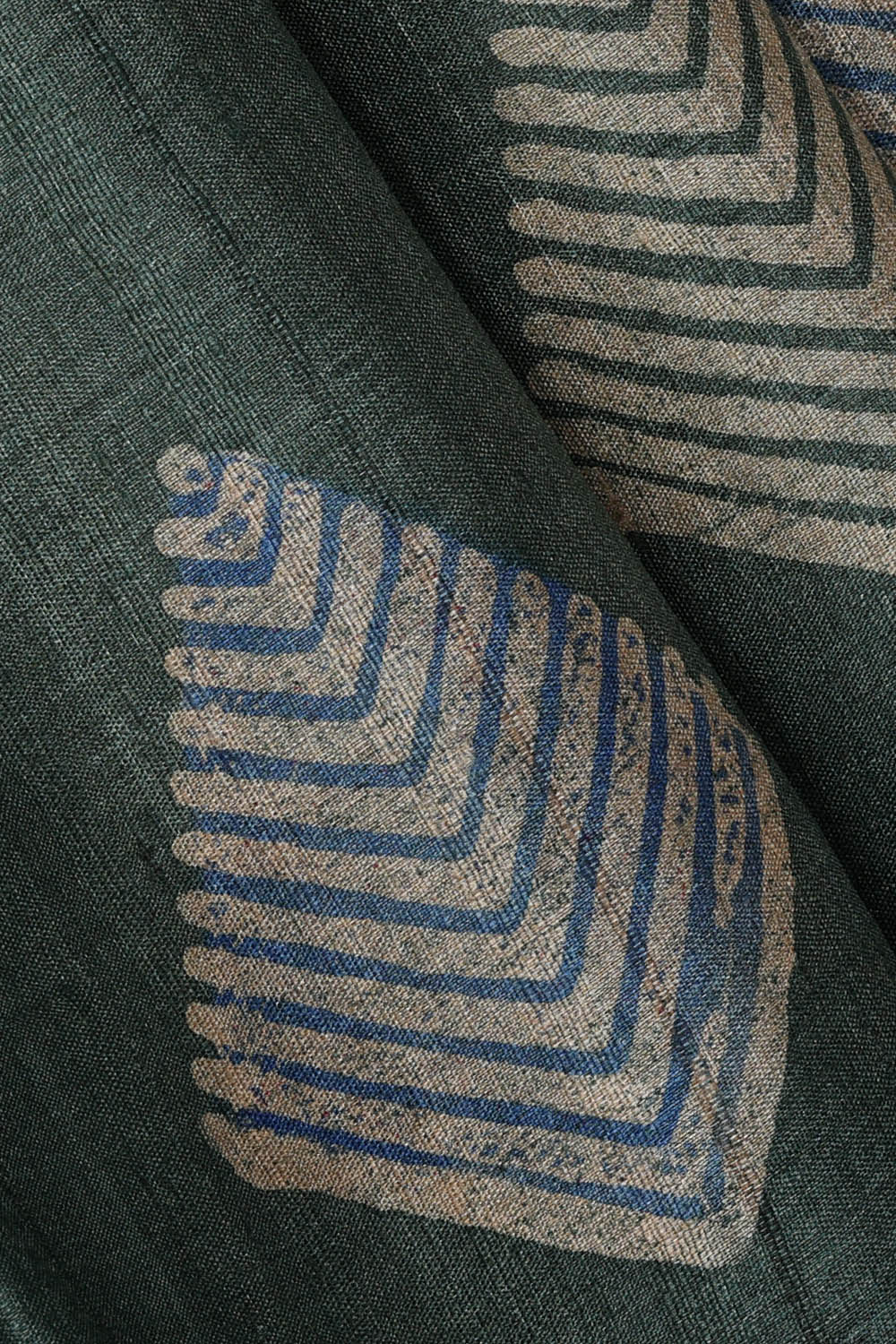 Image of Tussar Printed Green Saree