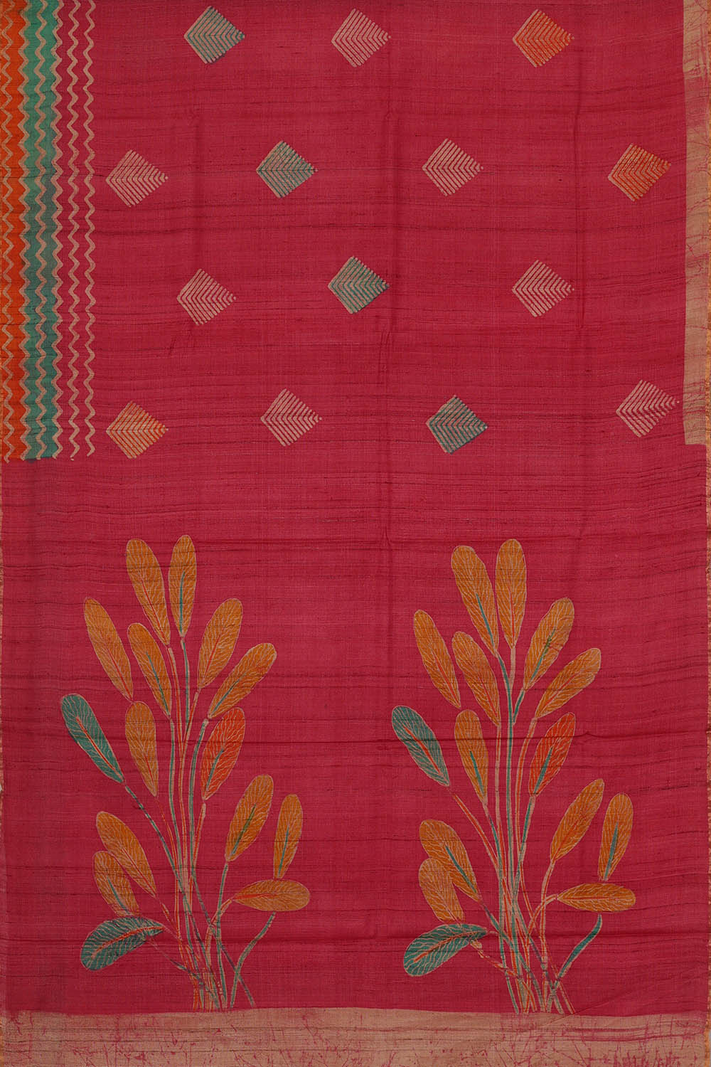 Image of Tussar Printed Pink Saree