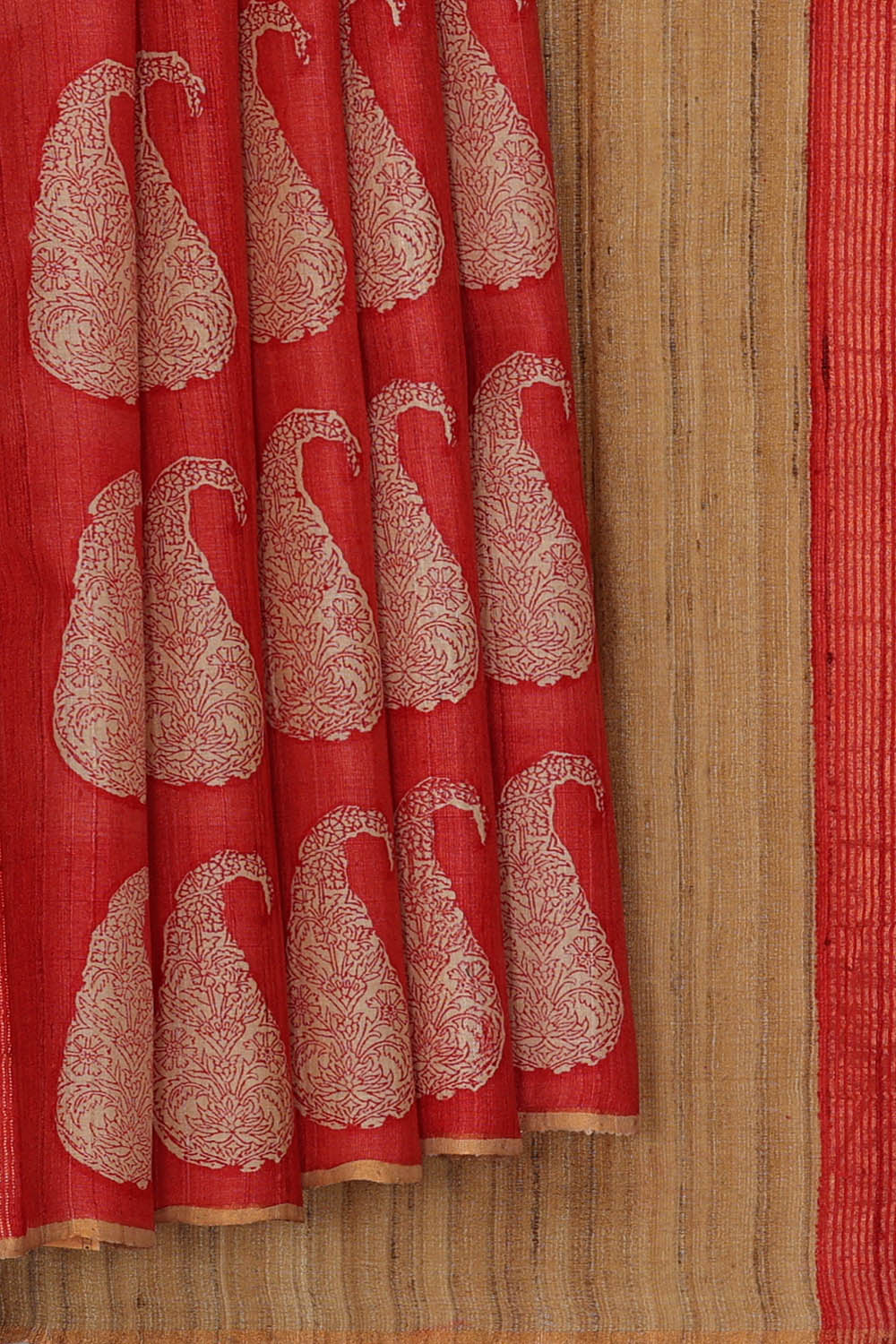 Image of Tussar Red Saree