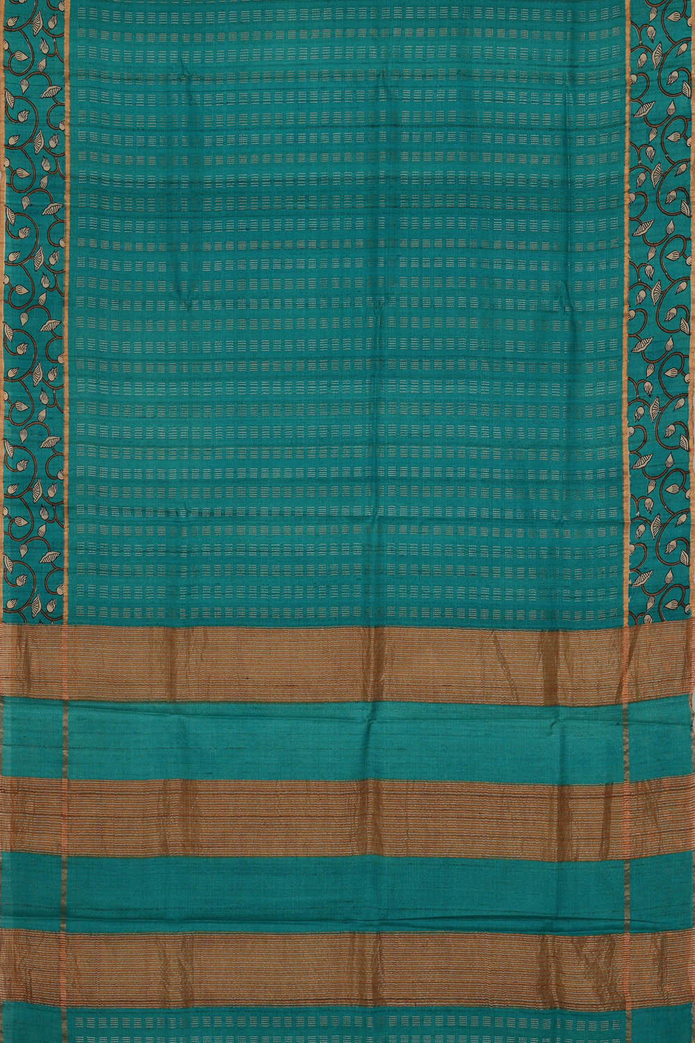 Image of Tussar Teal Blue Saree