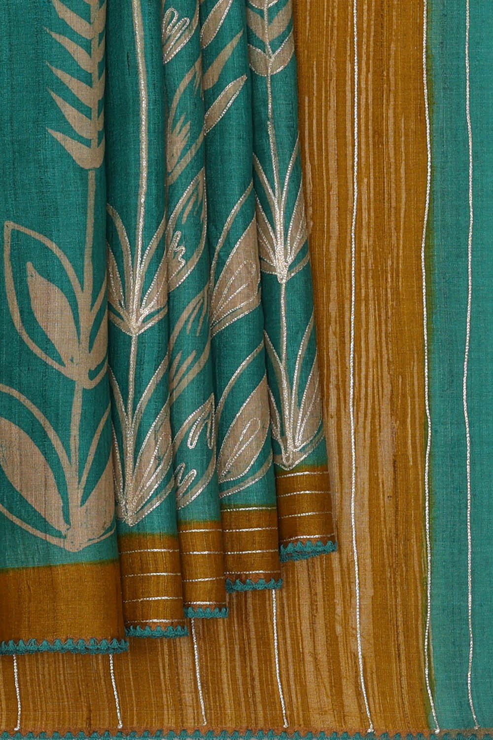 Image of Tussar Silk Green Saree