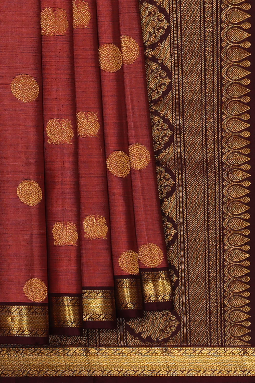 Image of Kanchipattu Silk Copper Red Saree