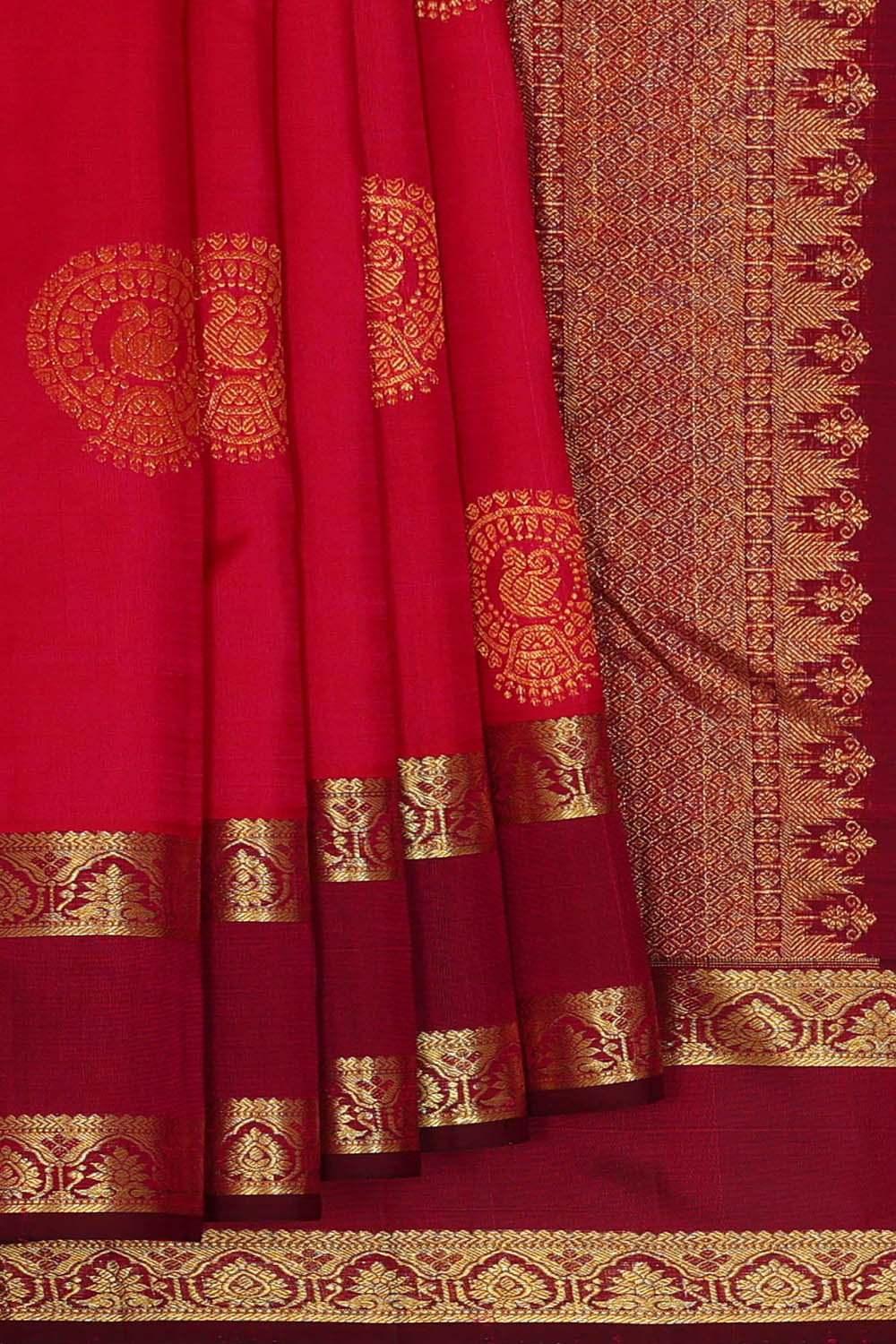 Image of Kanchipattu Silk Dark Pink Saree