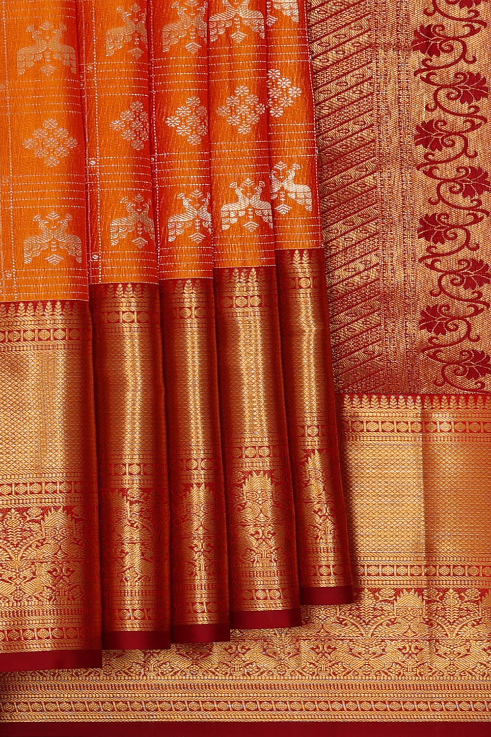 Image of Kanchipattu Silk Orange Saree