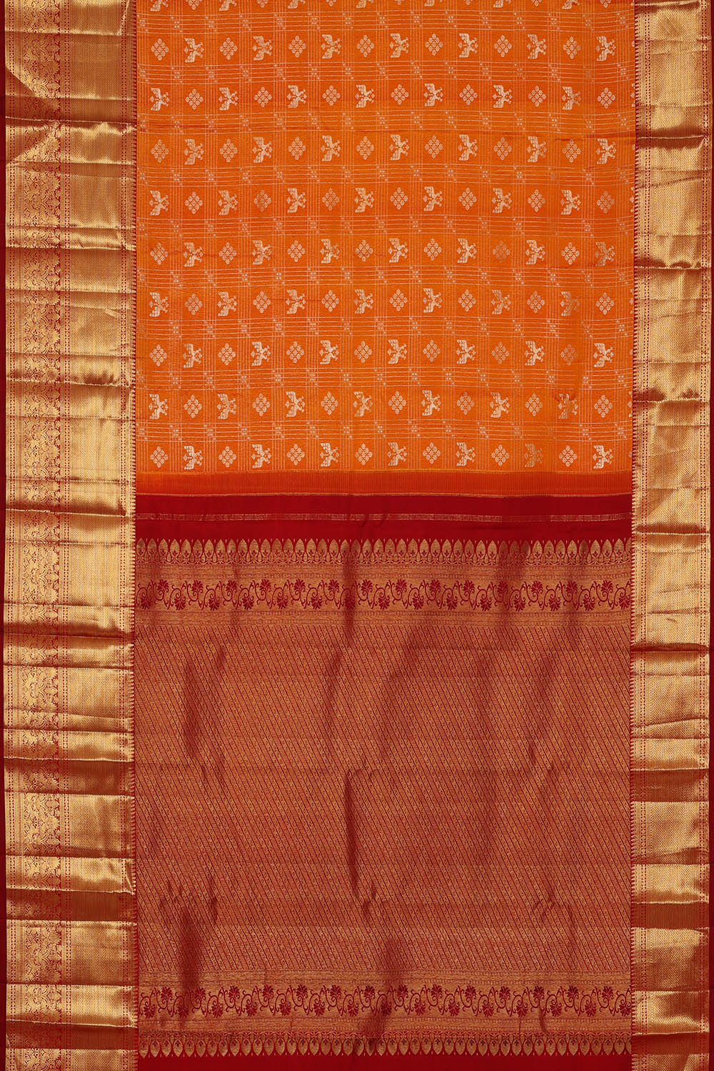 Image of Kanchipattu Silk Orange Saree