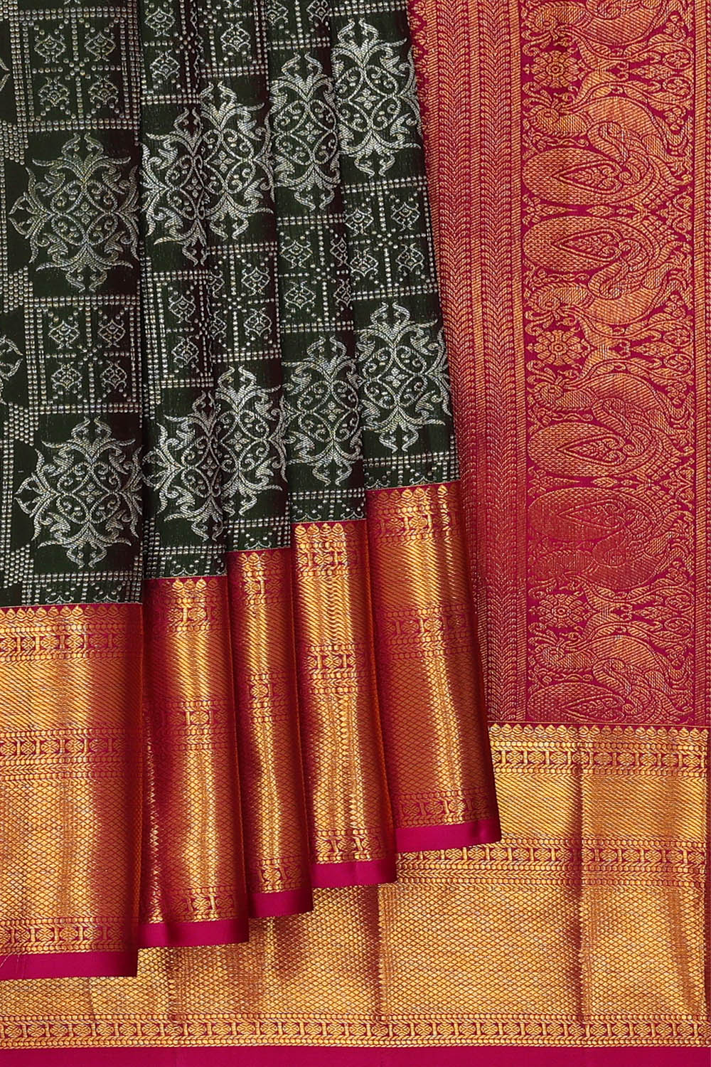 Image of Kanchipattu Silk Dark Green Saree