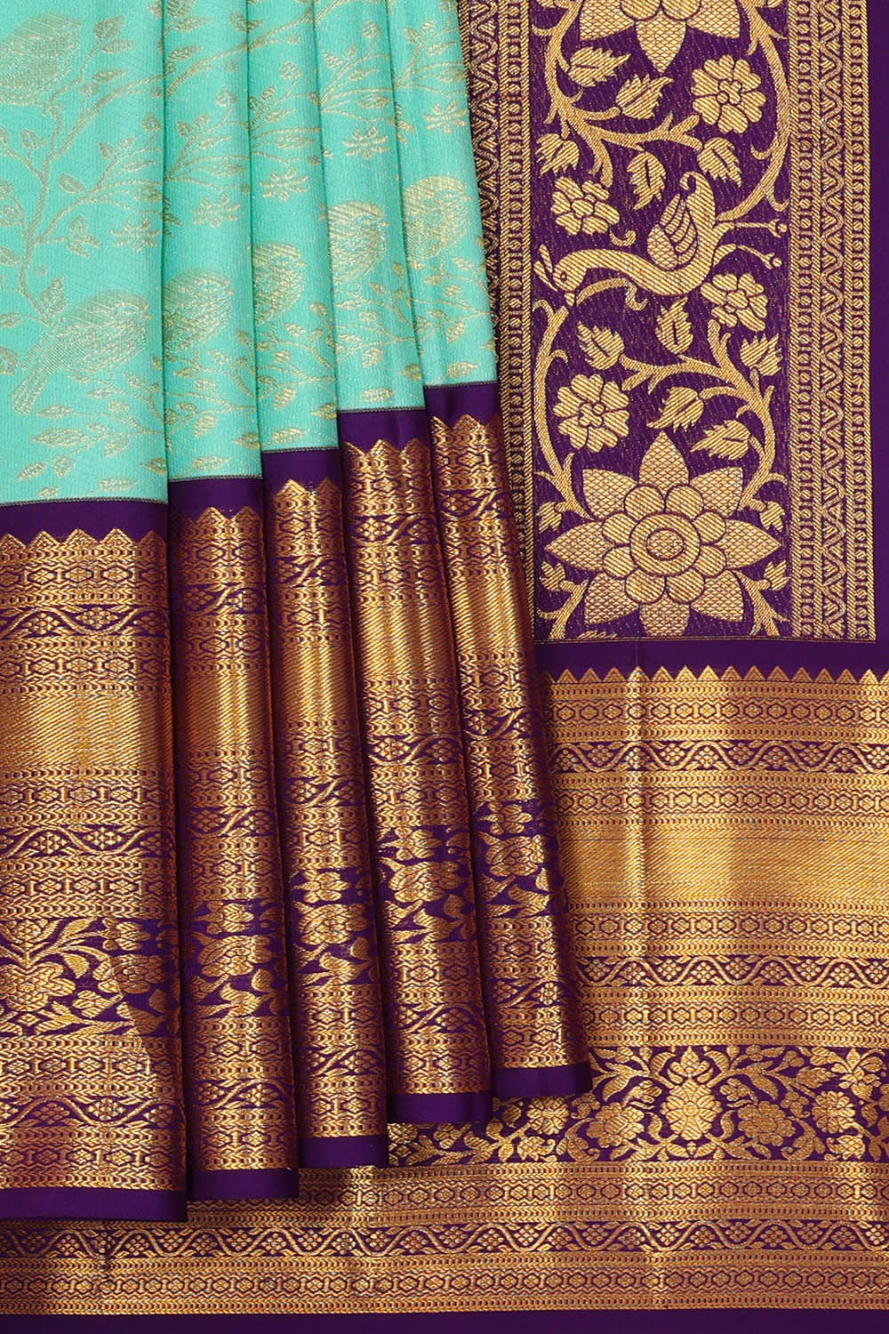 Image of Kanchipattu Silk Sea Blue Saree