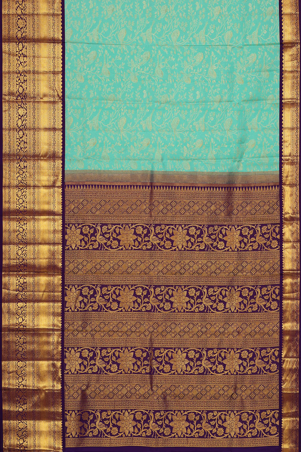 Image of Kanchipattu Silk Sea Blue Saree