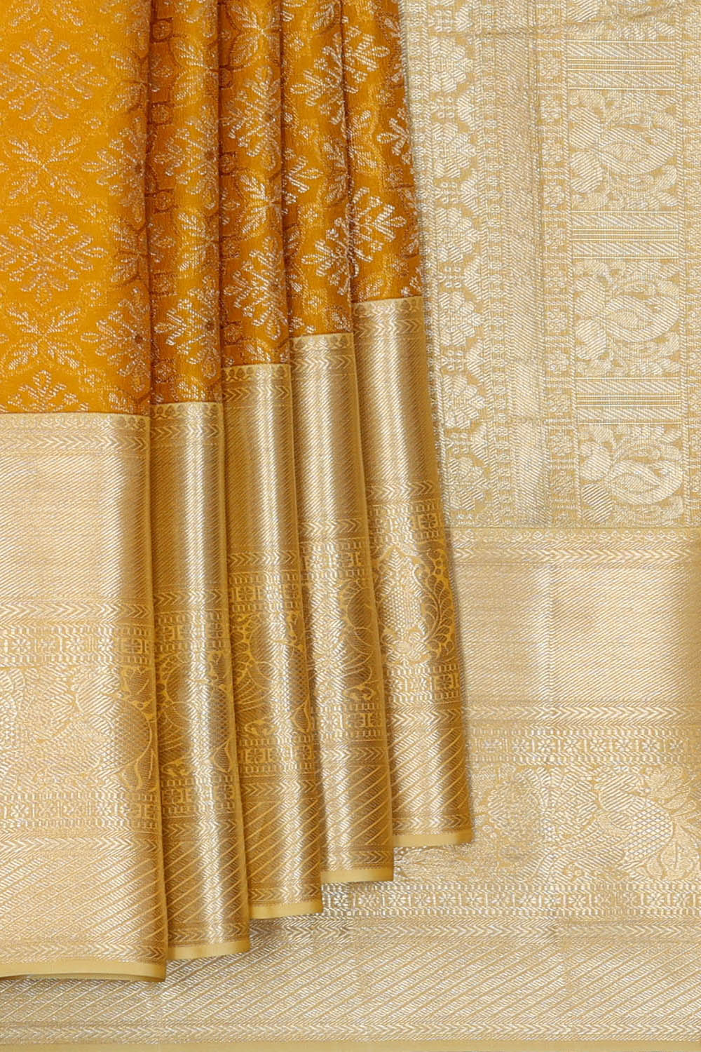 Image of Kanchipattu Silk Yellow Saree