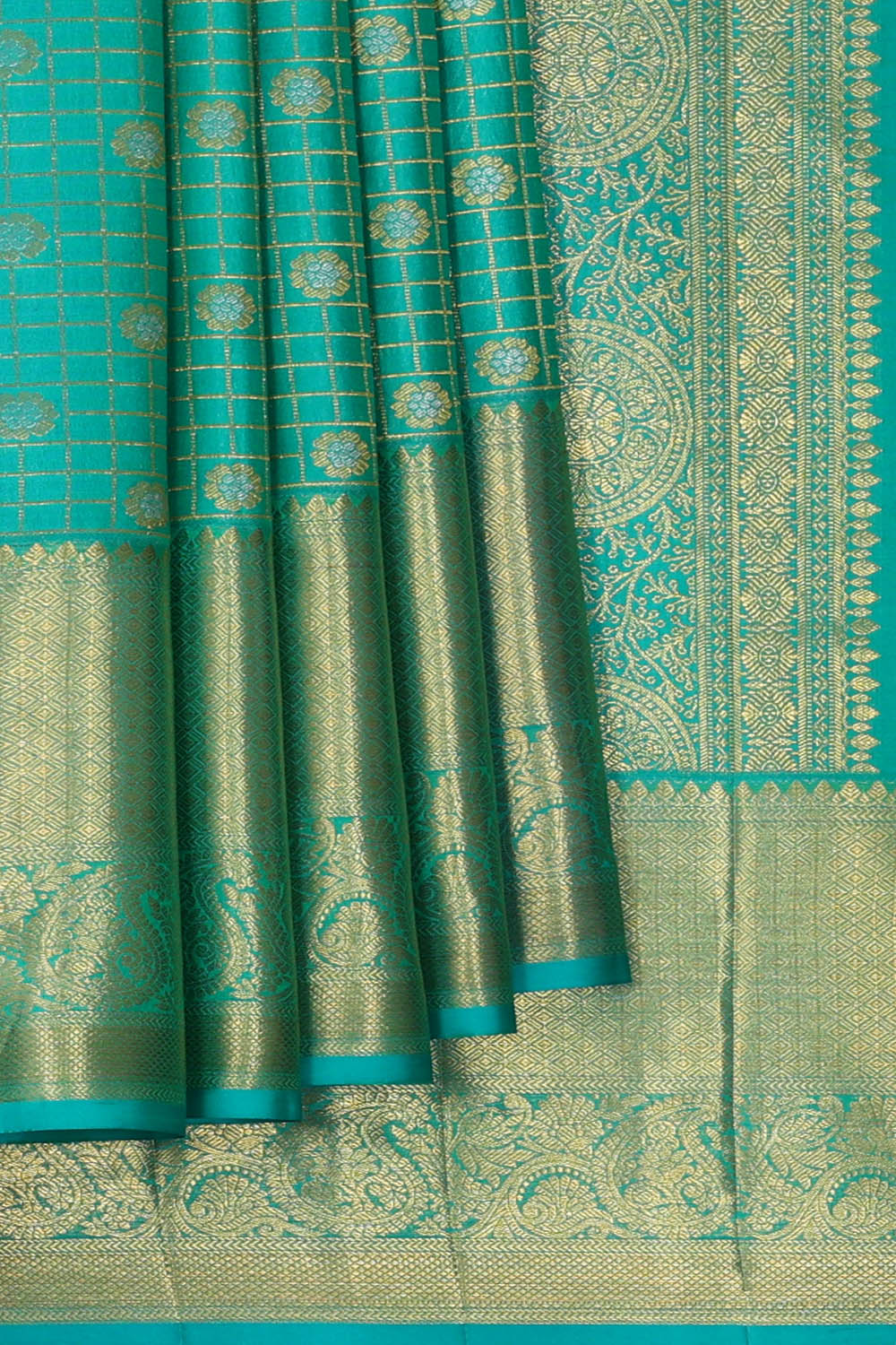 Image of Kanchipattu Silk Turquoise Blue Saree