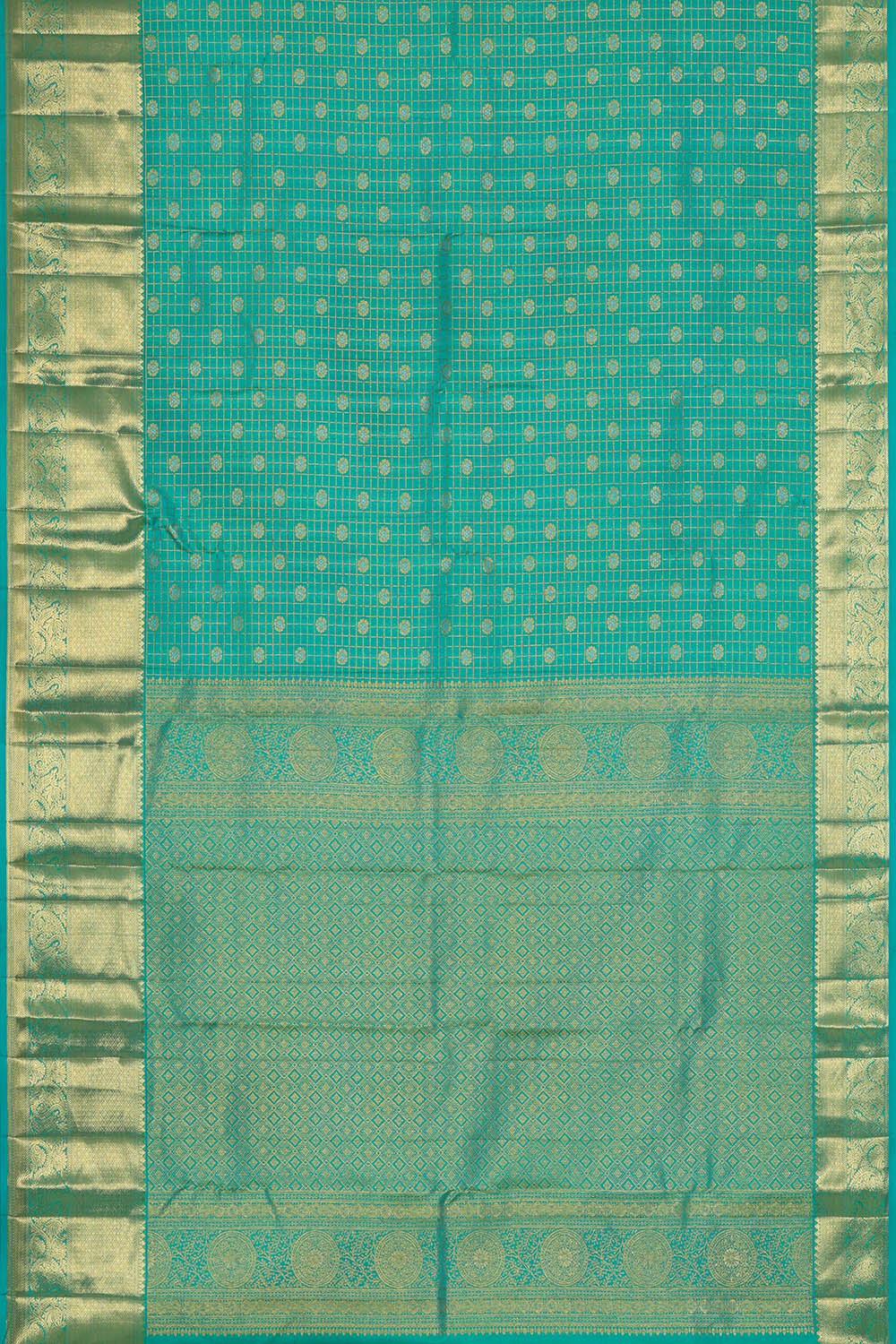Image of Kanchipattu Silk Turquoise Blue Saree